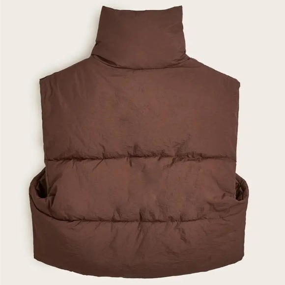 Dark Brown Cropped Puffer Vest - Picture 2 of 6